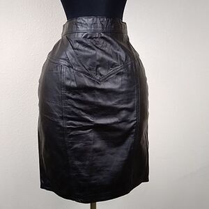 Vintage Now Next Leather Black Skirt  Size 11/12